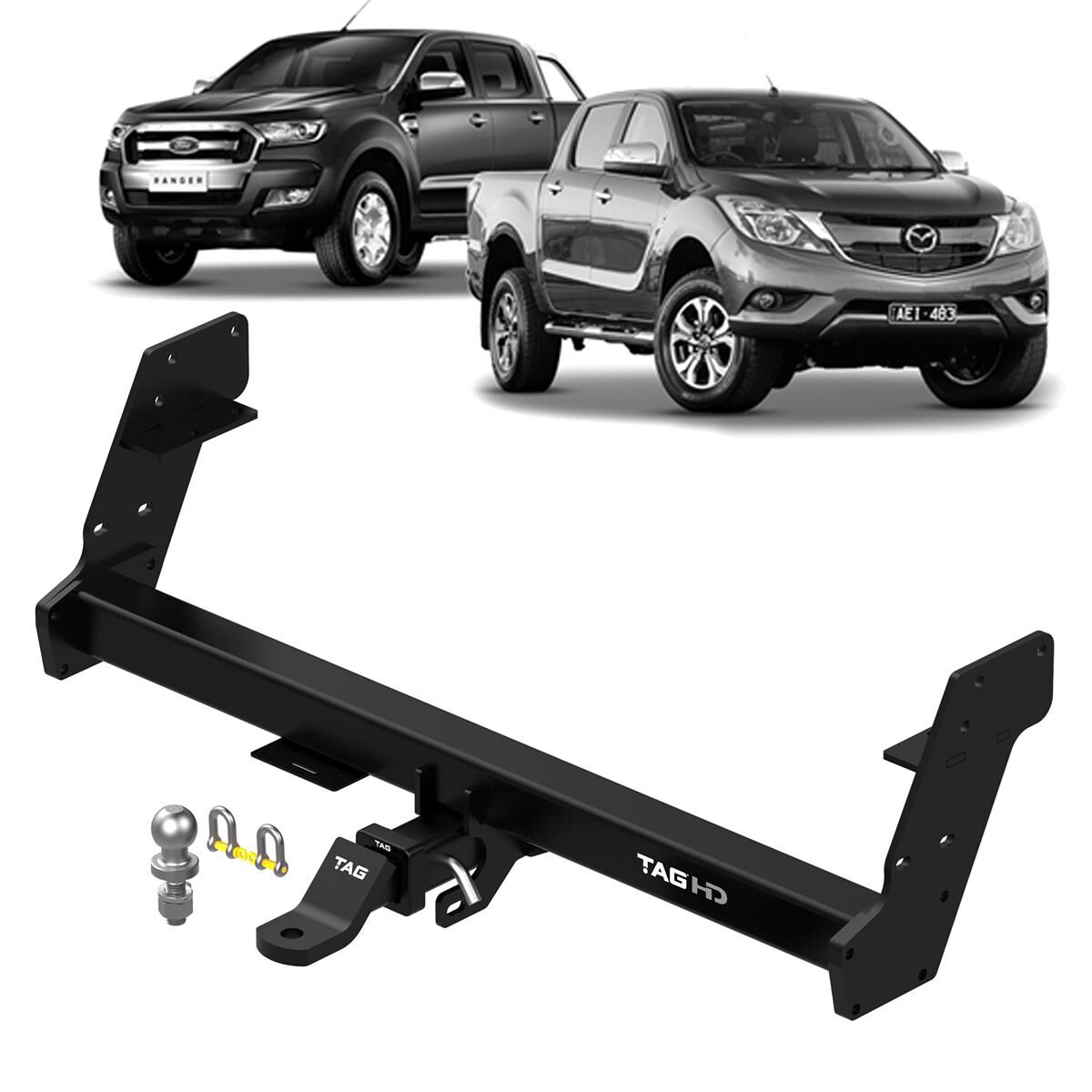 FD PX RANGER MA BT-50 9/11-ON HI-RIDER W/STEP 3 PIECE BAR 3500/350KG POWDER COATED, , scaau_hi-res
