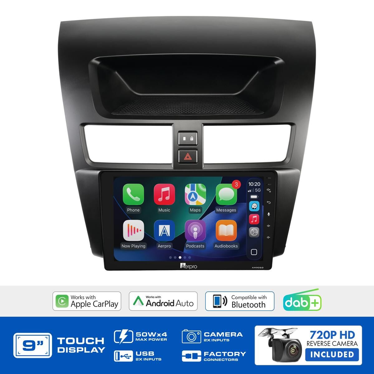 AERPRO 9" MULTIMEDIA RECEIVER HEAD UNIT KIT TO SUIT MAZDA BT-50 (2012-2018) - AMDMZ1, , scaau_hi-res