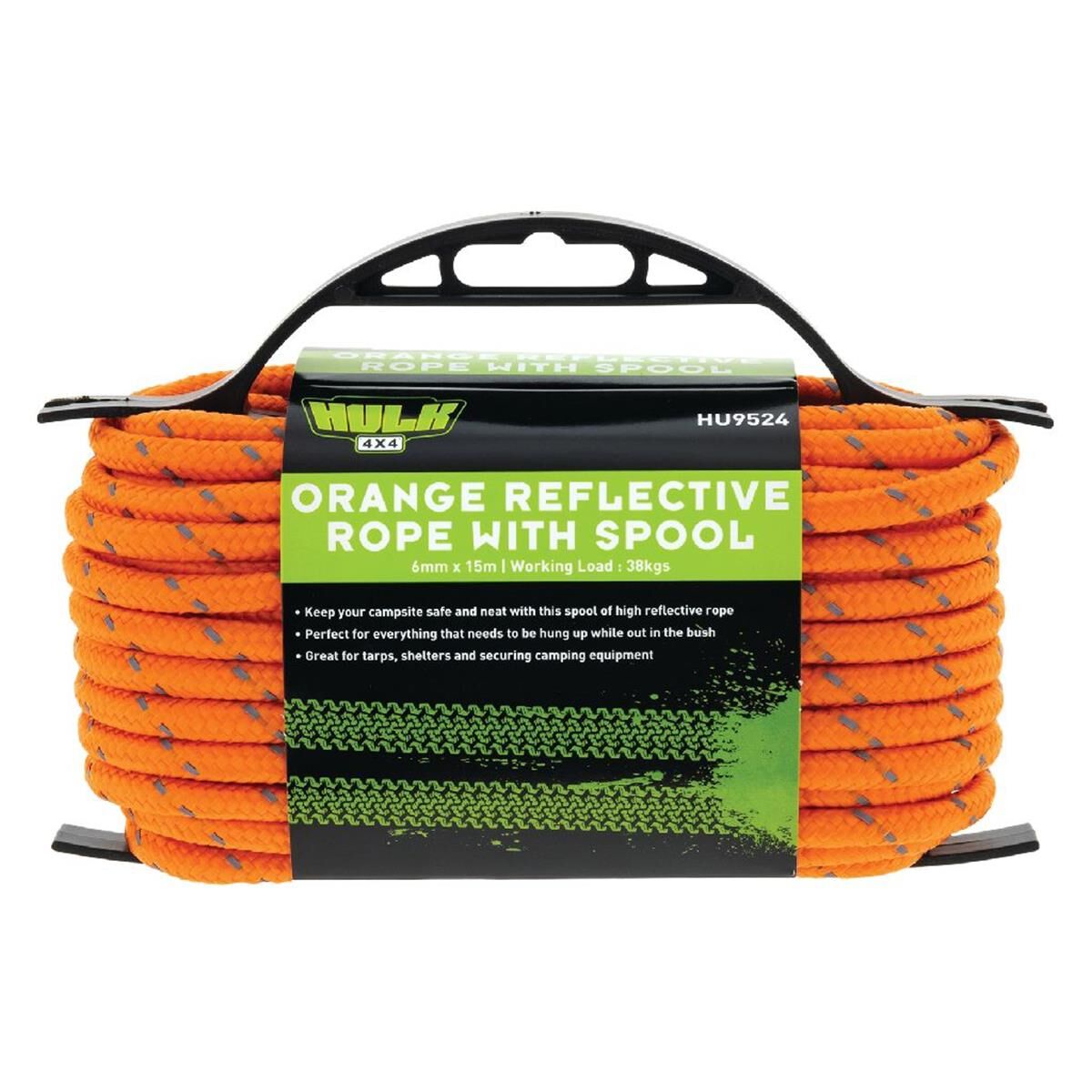 6MM*15M REFLECTIVE ROPE ORANGE WITH HIGH VIS WEAVE, , scaau_hi-res