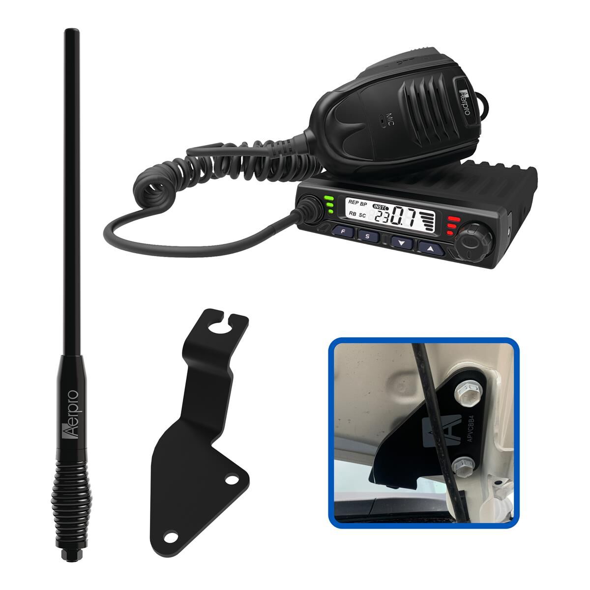 COMPACT 5W UHF CB KIT TO SUIT TOYOTA HILUX & FORTUNER 2015-ON, , scaau_hi-res