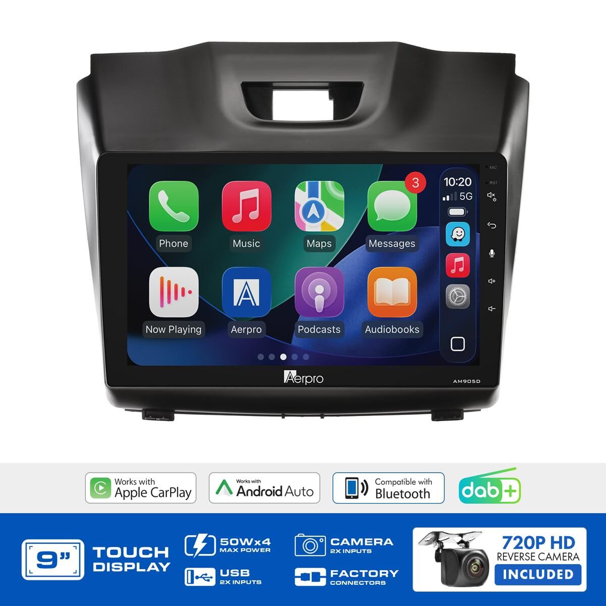 AERPRO 9" MULTIMEDIA RECEIVER HEAD UNIT KIT TO SUIT HOLDEN COLORADO INC 7 (2012-2014) ISUZU D-MAX (2012-2020) & ISUZU MU-X (2013-2017) - AMDIZ1B, , scaau_hi-res