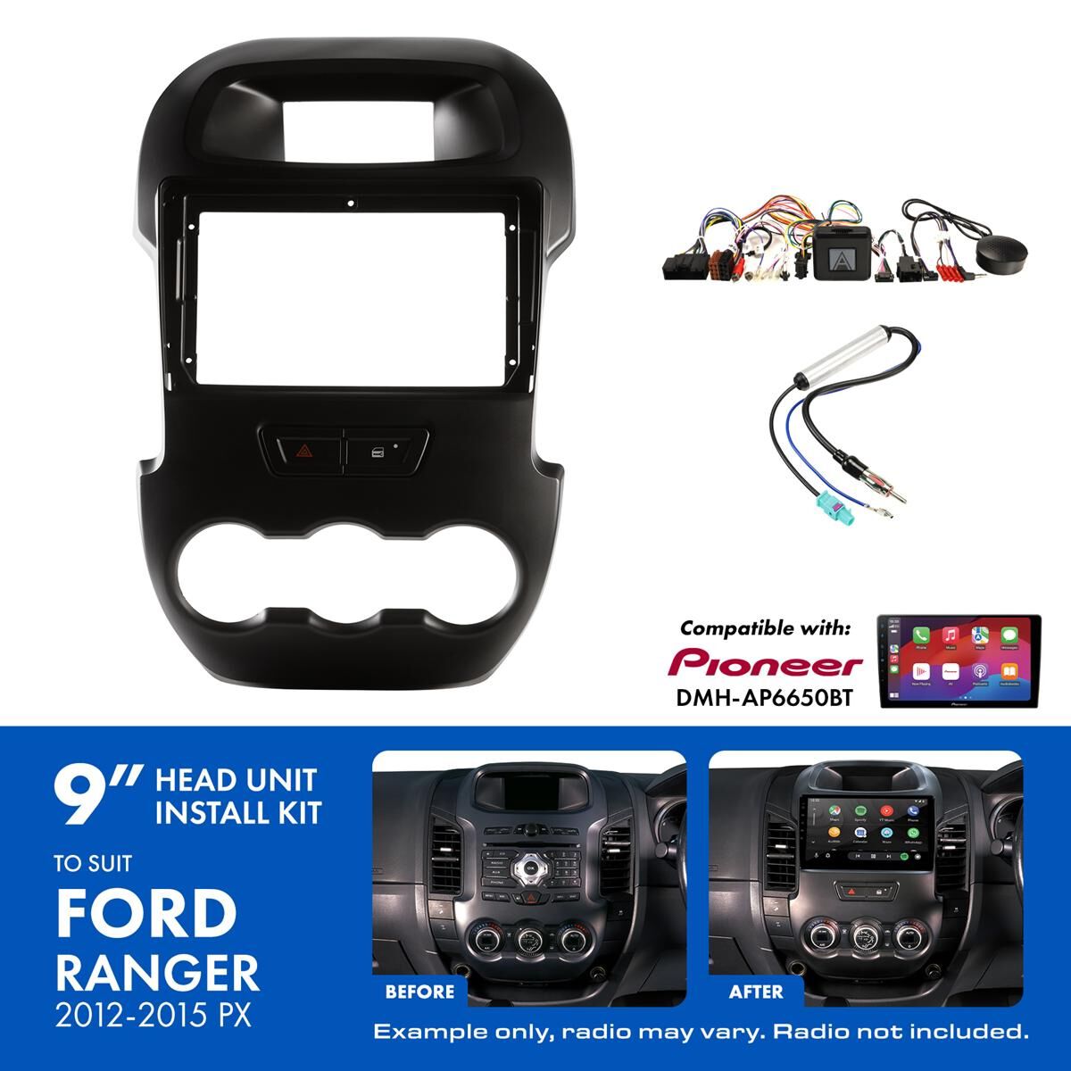 9" HEAD UNIT INSTALL KIT TO SUIT FORD RANGER 2012-2015, , scaau_hi-res
