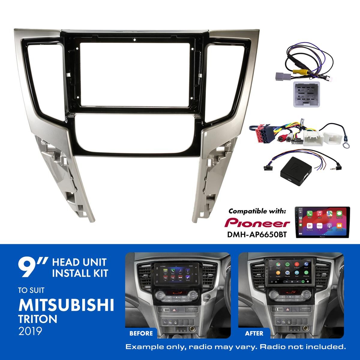 9" HEAD UNIT INSTALL KIT TO SUIT MITSUBISHI TRITON 2019-, , scaau_hi-res