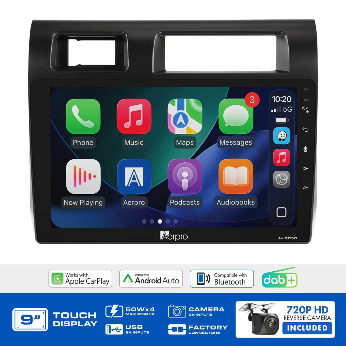 AERPRO 9" MULTIMEDIA RECEIVER HEAD UNIT KIT TO SUIT TOYOTA LANDCRUISER 70 SERIES (2010-2022) - AMDTO29, , scaau_hi-res