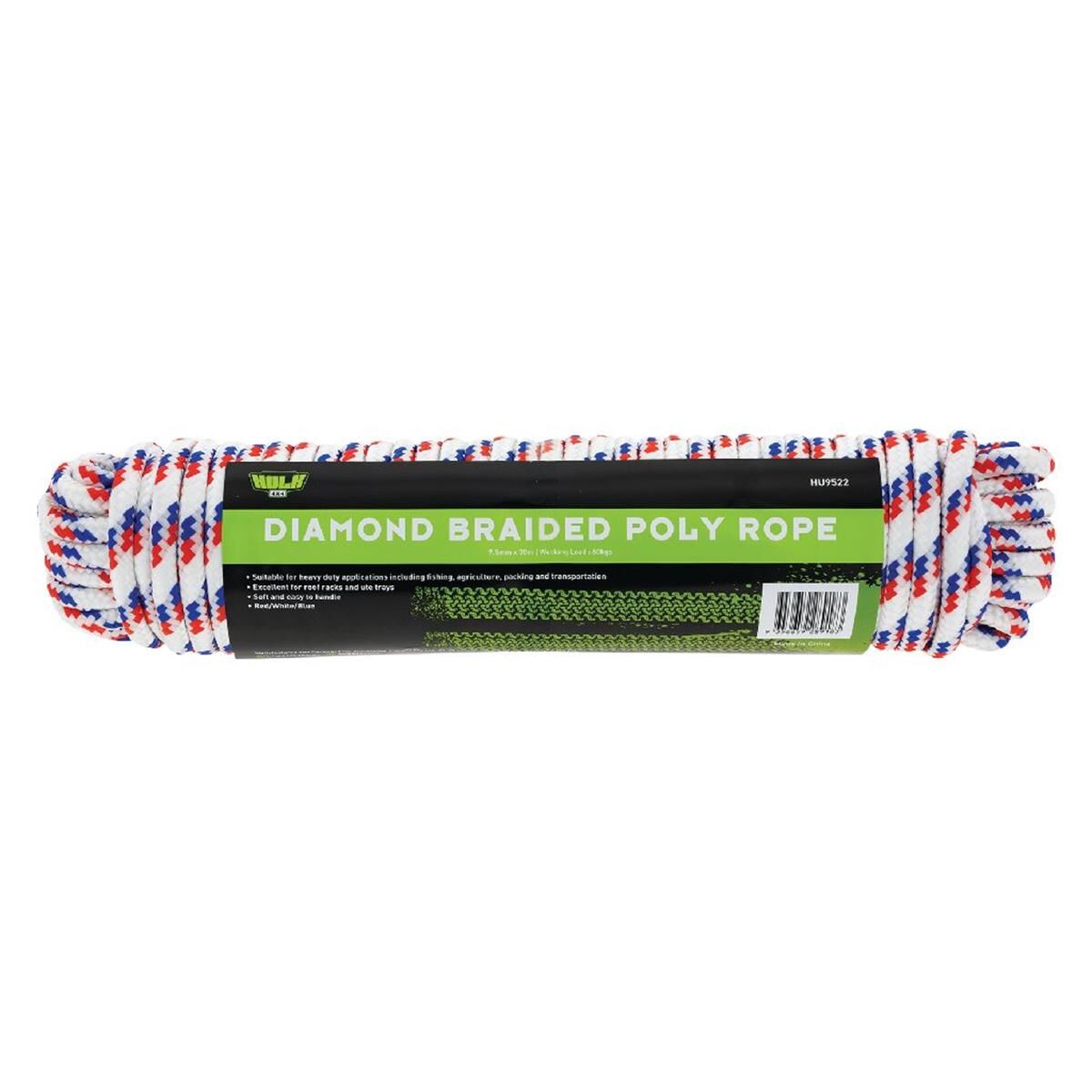 ROPE 30M WHT/RED/BL EXTRA STRONG 66KGS WORKING LOA DIAMOND BRAIDED, , scaau_hi-res