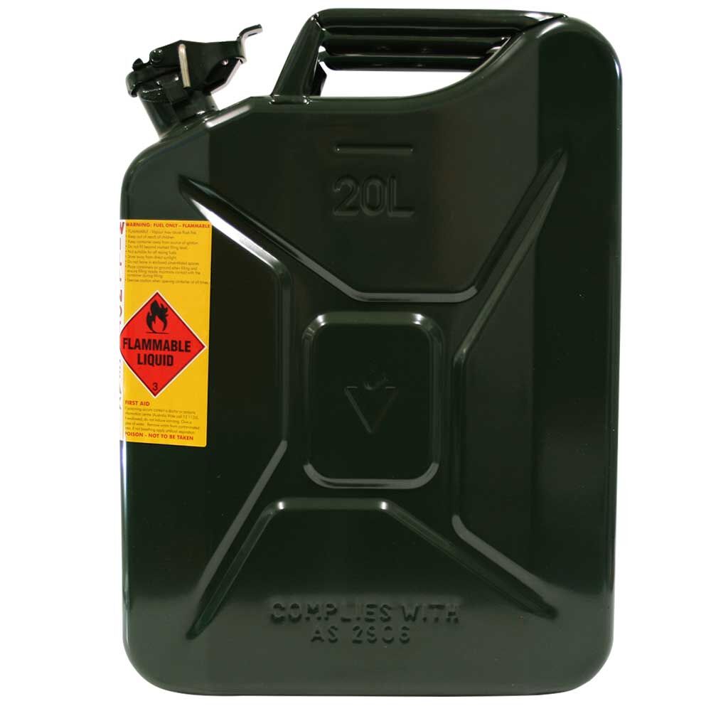 METAL JERRY CAN 20L 2 STROKE 25 1 BOTTLE GREEN CARTON QTY 5, , scaau_hi-res