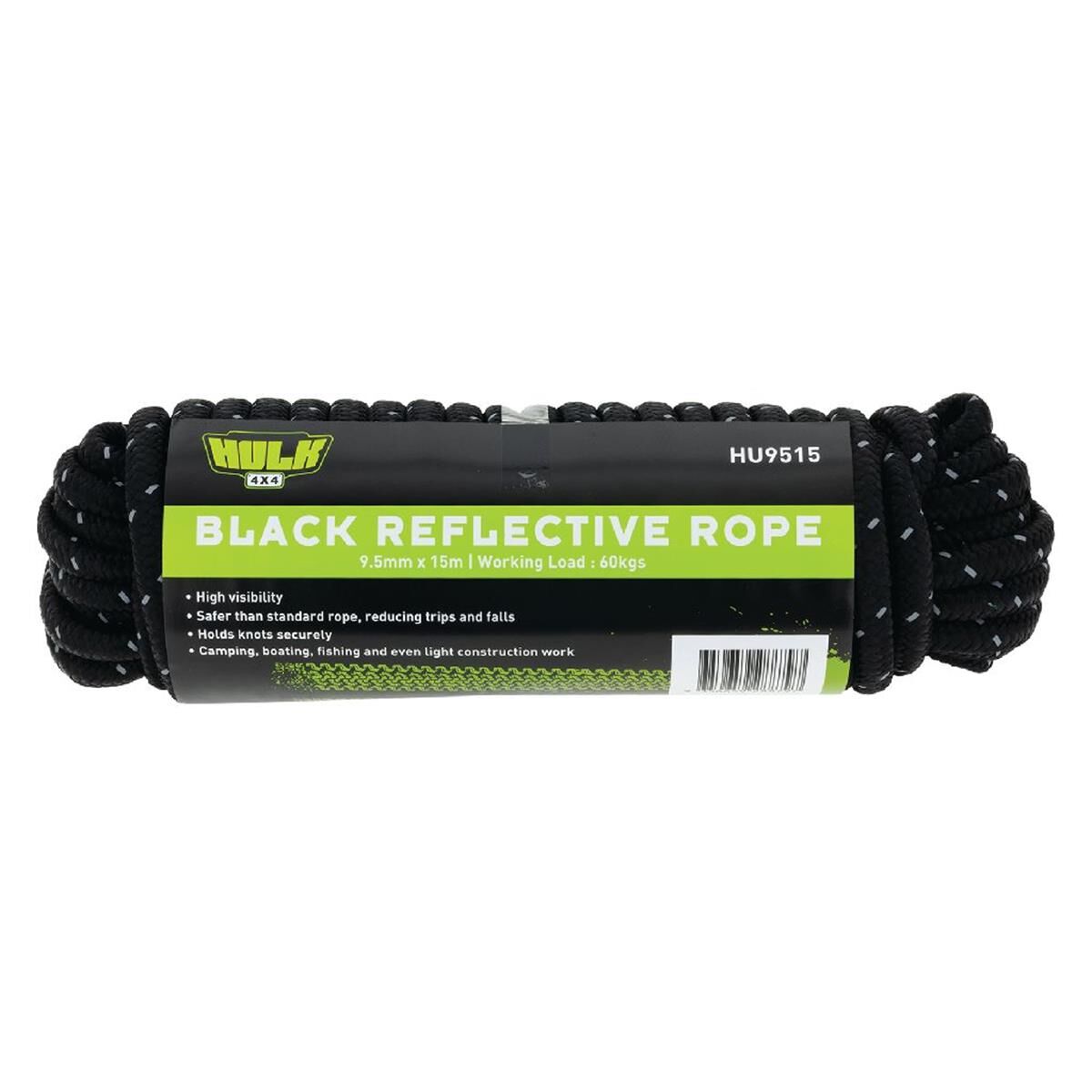 REFLECTIVE ROPE 15 METRES BLACK 60KGS WORKING LOAD, , scaau_hi-res