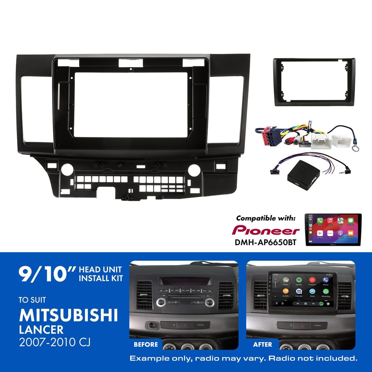 9"/10" HEAD UNIT INSTALL KIT TO SUIT MITSUBISHI LANCER 2007-2010, , scaau_hi-res