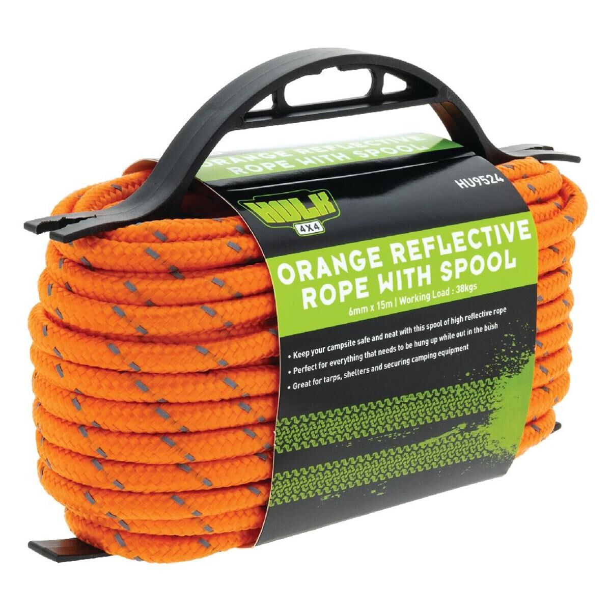 6MM*15M REFLECTIVE ROPE ORANGE WITH HIGH VIS WEAVE, , scaau_hi-res