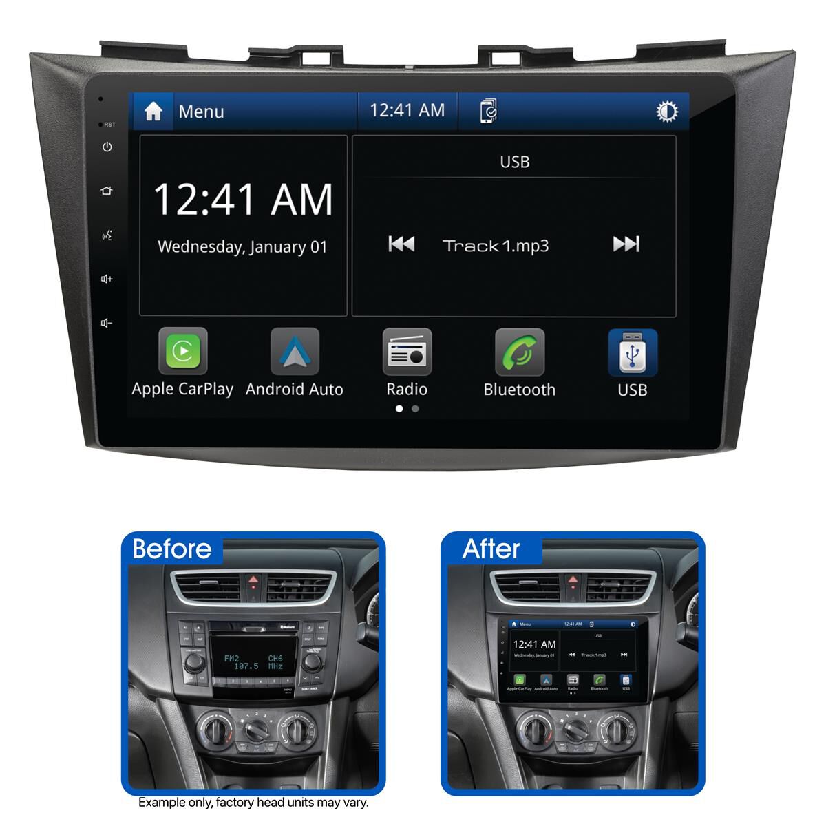 9" MULTIMEDIA RECEIVER TO SUIT SUZUKI SWIFT (2011-2017) - WITH PHONE BUTTONS, , scaau_hi-res