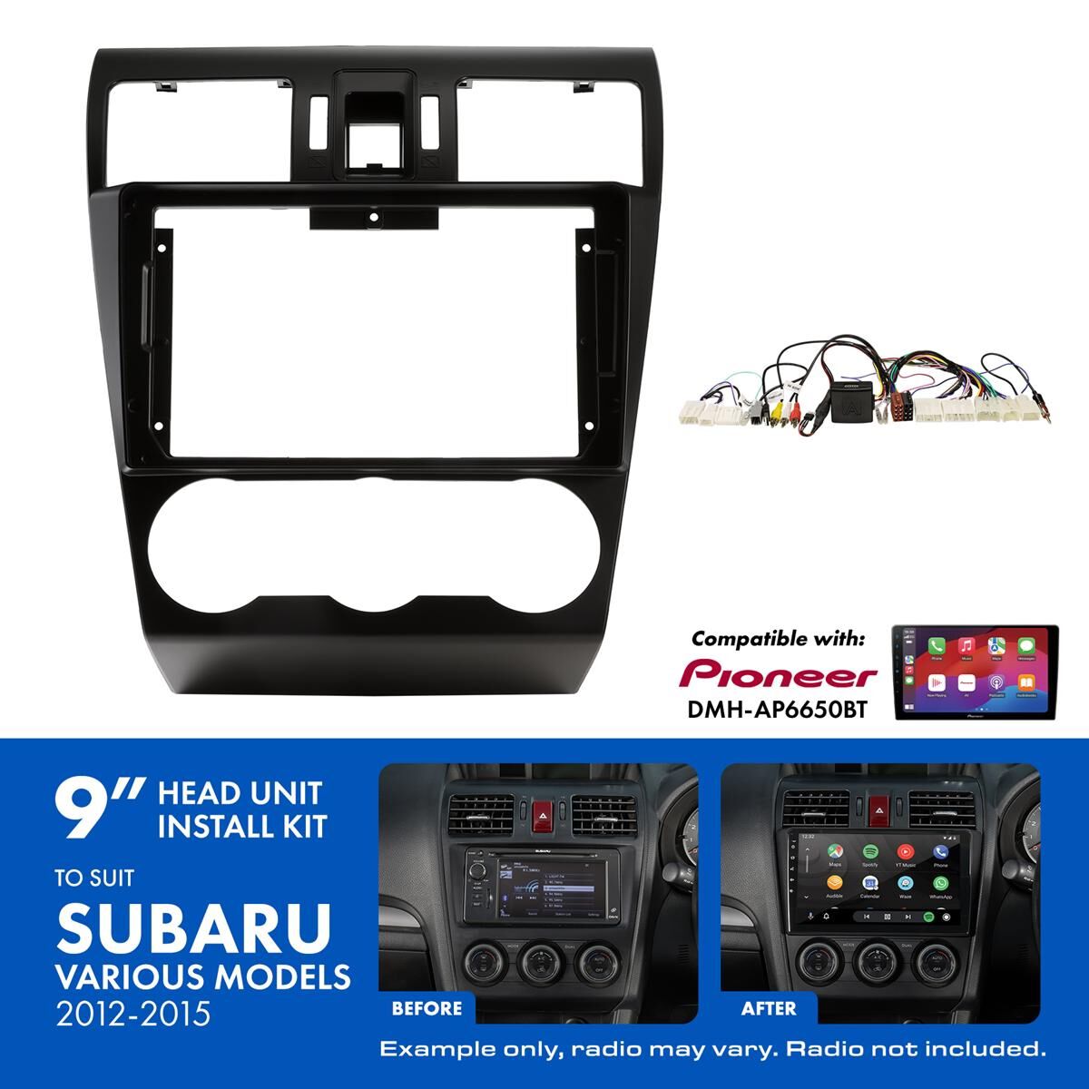 9" HEAD UNIT INSTALL KIT TO SUIT SUBARU VARIOUS 2012-2015, , scaau_hi-res