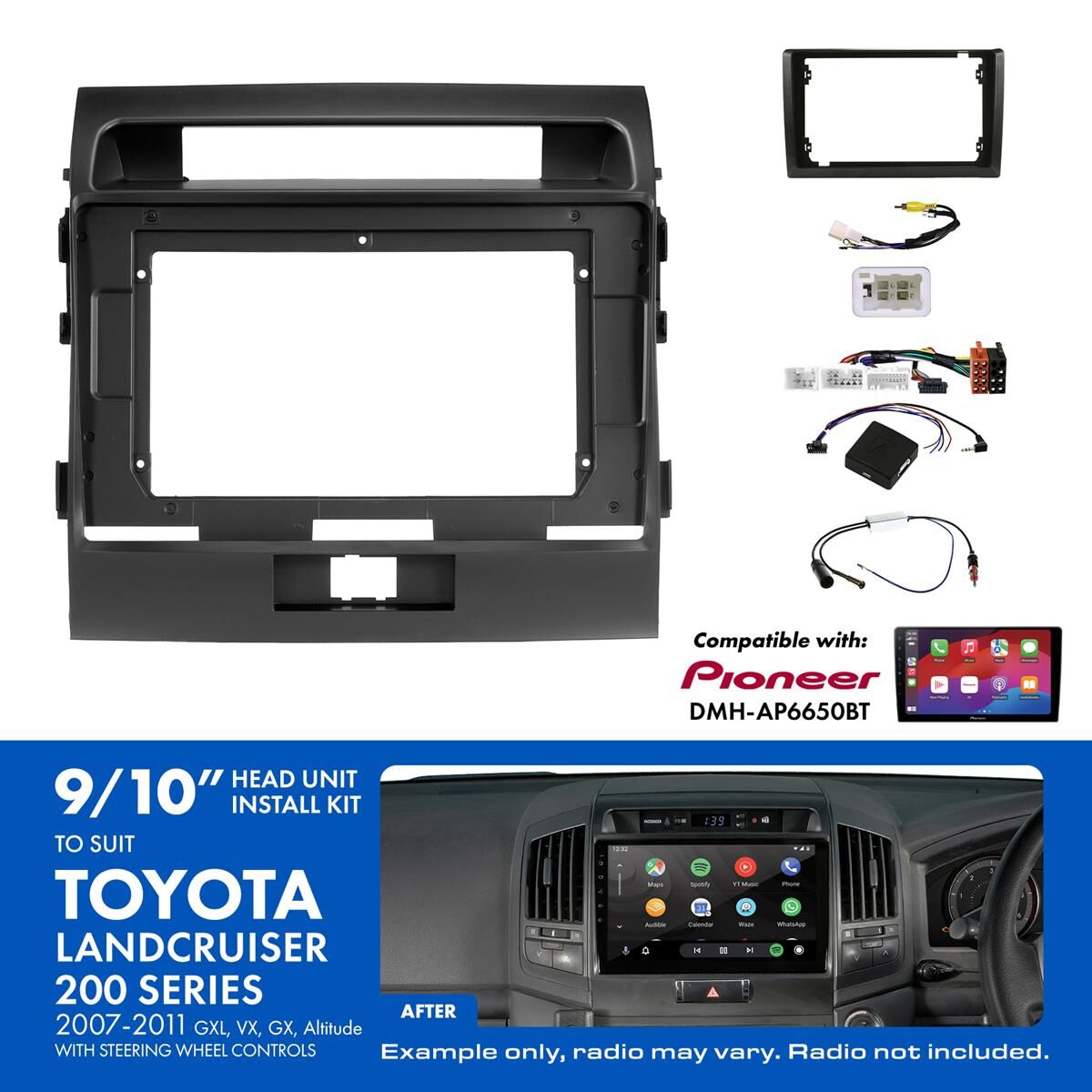 9"/10" HEAD UNIT INSTALL KIT TO SUIT TOYOTA LANDCRUISER 200 SERIES, , scaau_hi-res