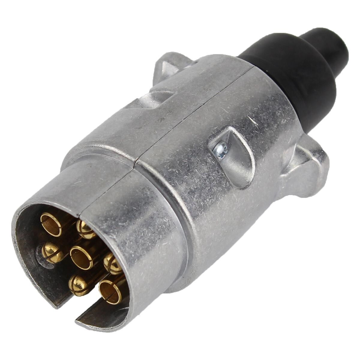 Sunrise Trailer 7 Pin Male Round Plug Aluminium, , scaau_hi-res