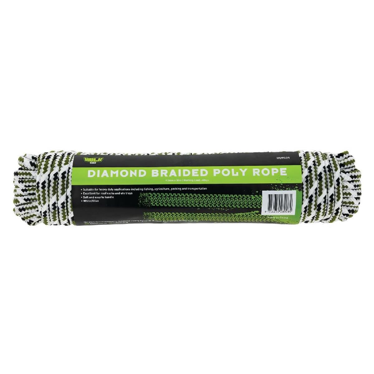 ROPE 30M WHITE/OLIVE EXTRA STRONG ROPE 66KGS LOAD, , scaau_hi-res