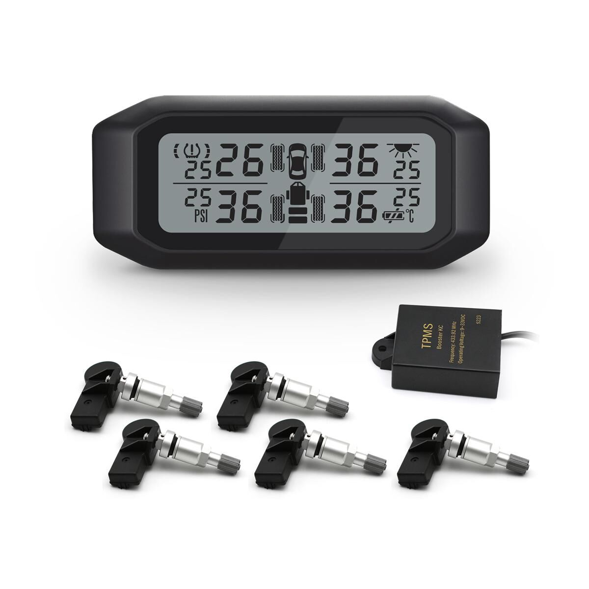 Promata Mata 1 EZsync Wireless Pairing Tyre Pressure Monitor - 5 Internal Sensors - With Booster 25 Meters 25 Meters, , scaau_hi-res
