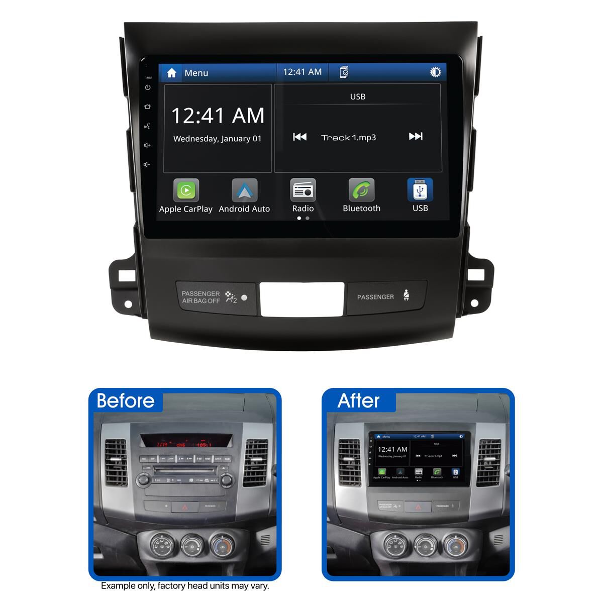 9" MULTIMEDIA RECEIVER TO SUIT MITSUBISHI OUTLANDER & PEUGEOT 4007, , scaau_hi-res