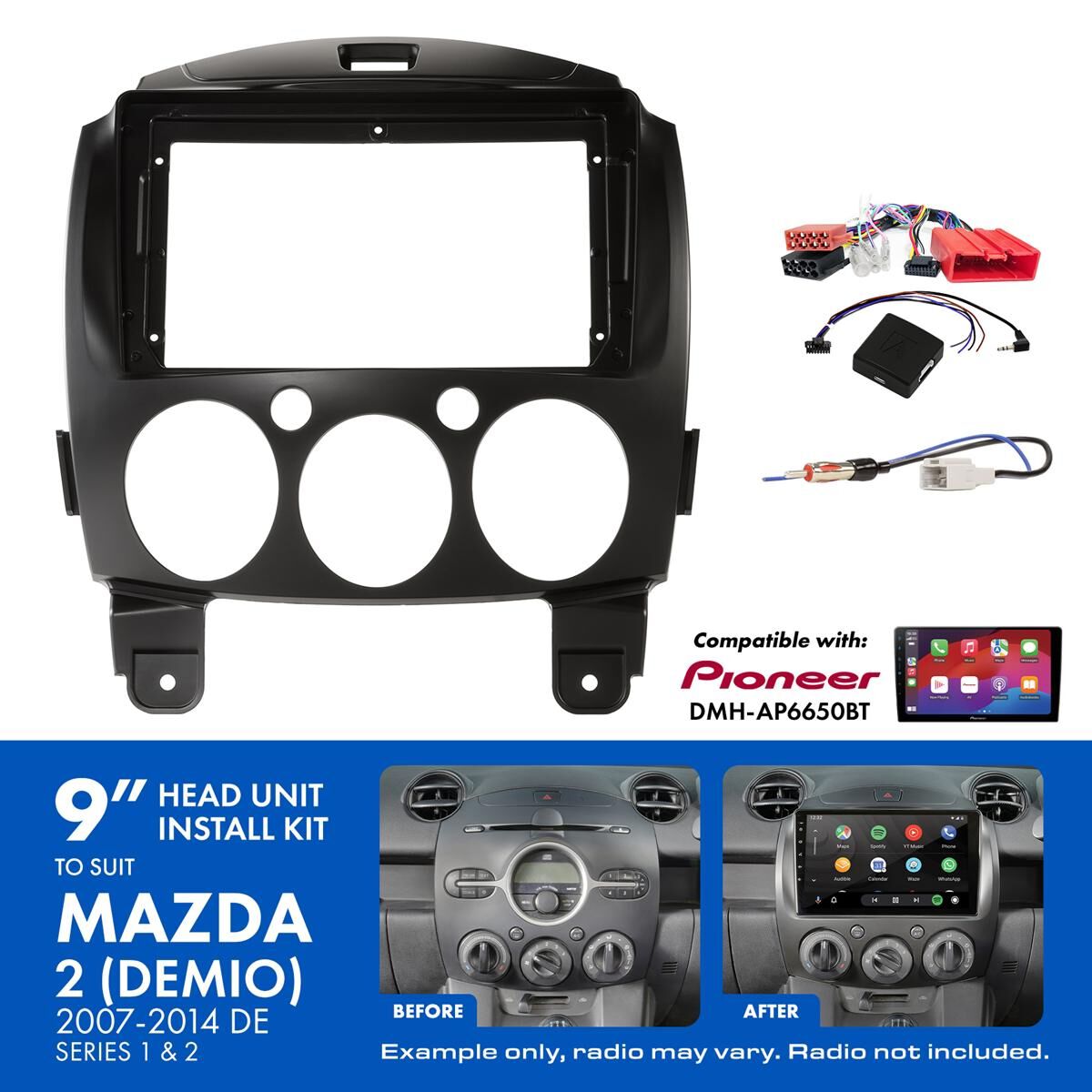 9" HEAD UNIT INSTALL KIT TO SUIT MAZDA 2 2007-2014, , scaau_hi-res