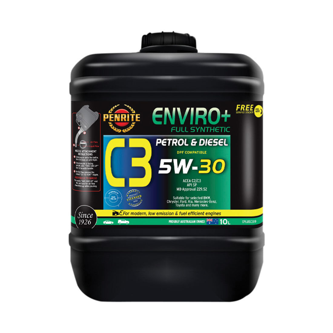 Penrite Enviro+ C3 Engine Oil - 5W-30 10 Litre, , scaau_hi-res