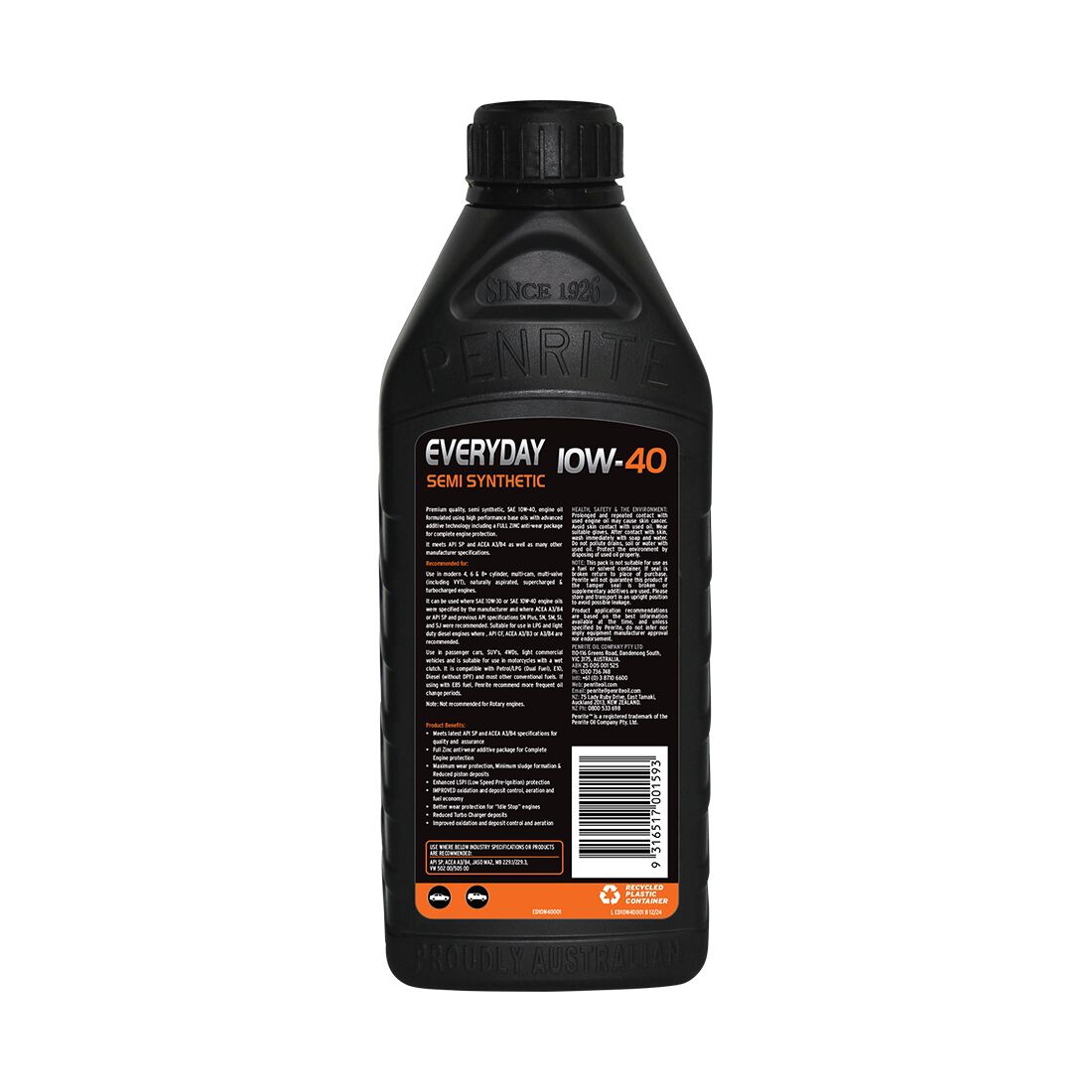 Penrite Semi Synthetic Everyday Engine Oil - 10W-40 1 Litre, , scaau_hi-res