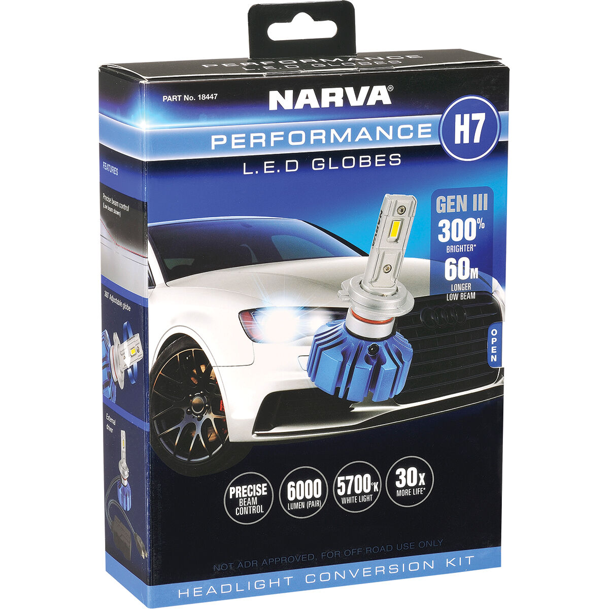 Narva Gen III LED Headlight Kit - H7 12/24V, 18447, , scaau_hi-res