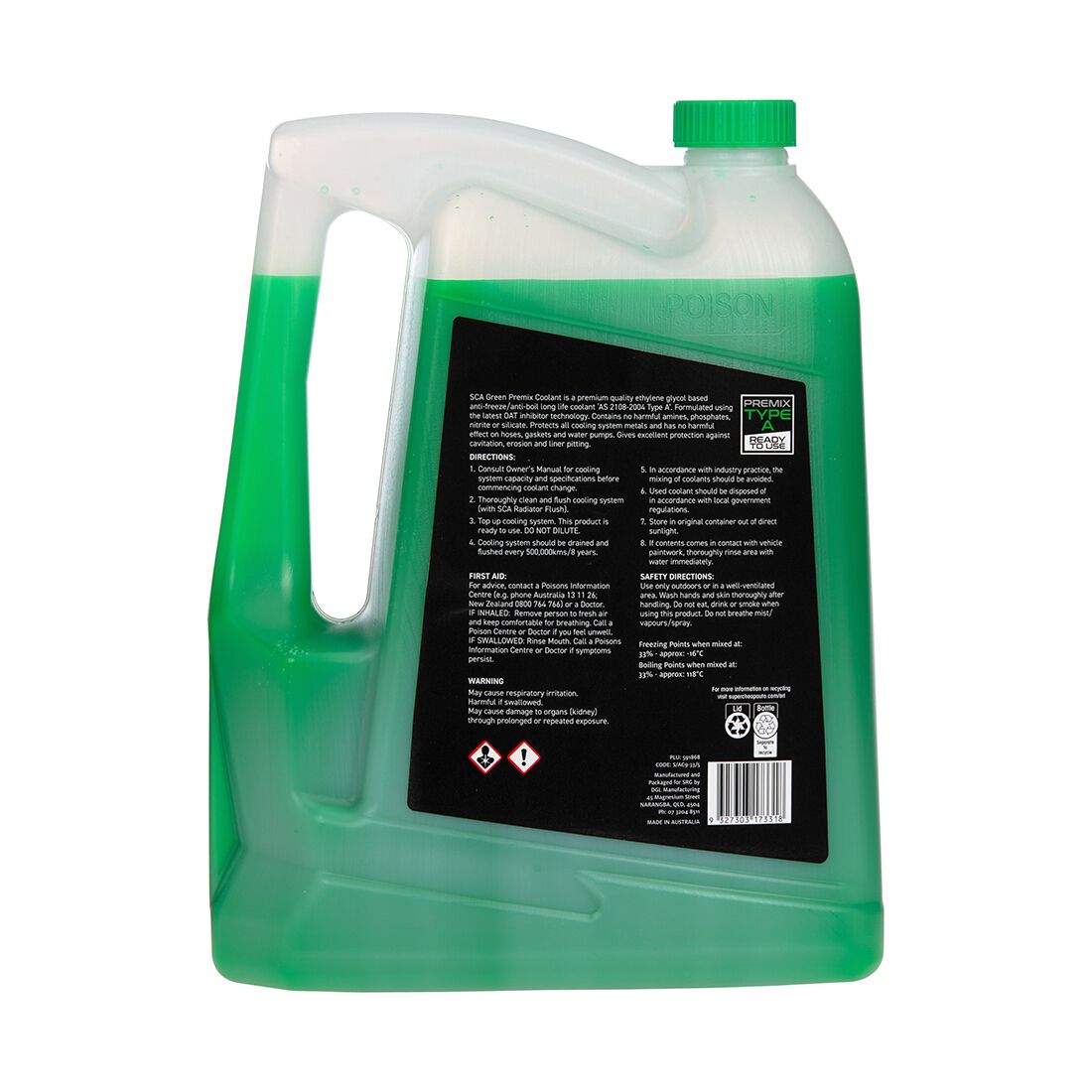 SCA Green Long Life Coolant Premix 5 Litre, , scaau_hi-res