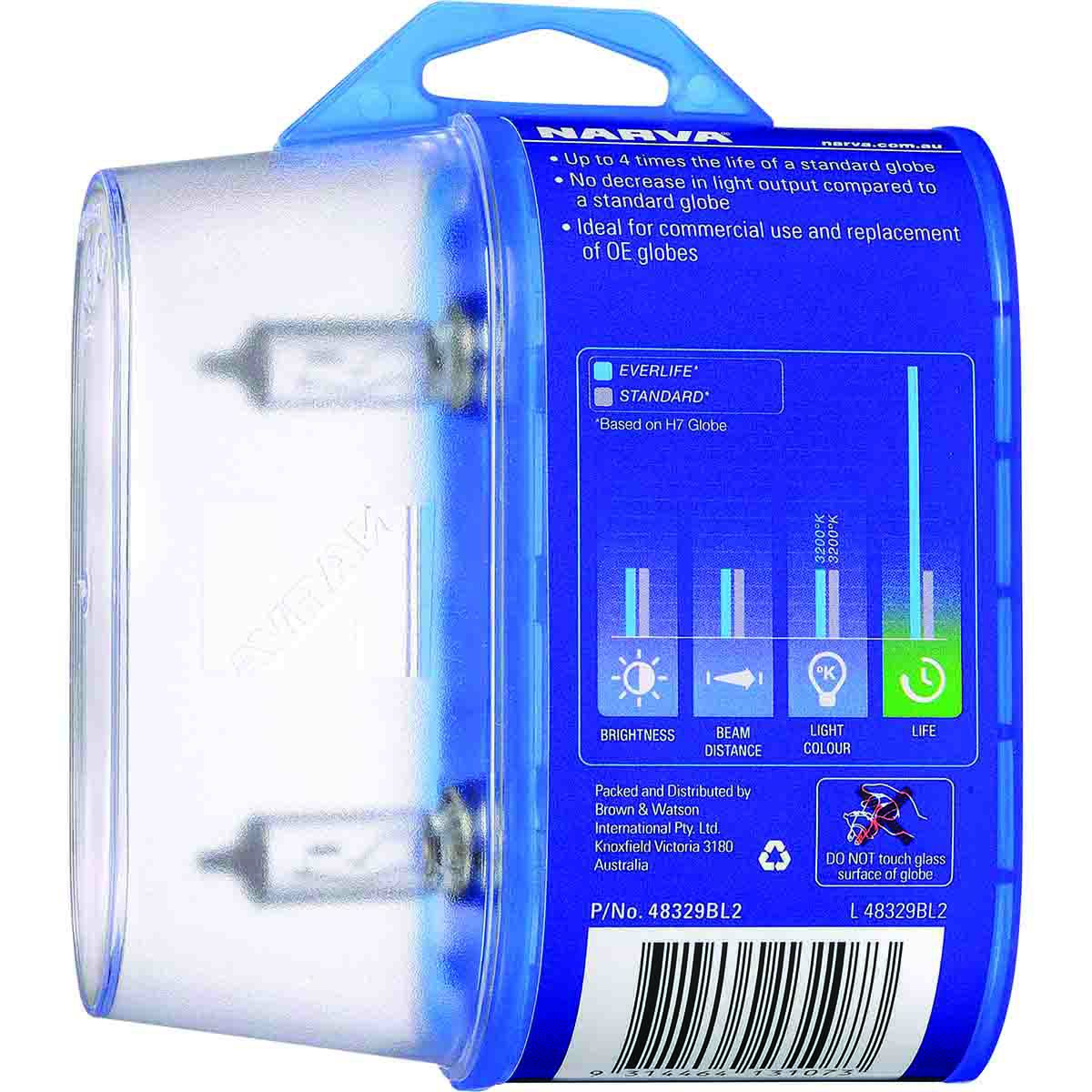 Narva Everlife Headlight Globes - H7, 12V 55W, 48329BL2, , scaau_hi-res