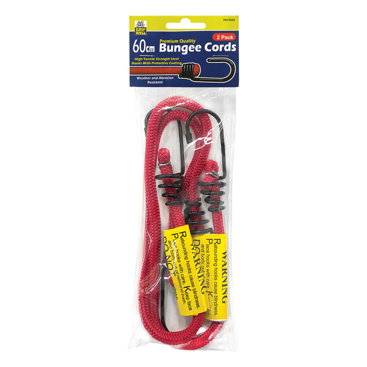 Gripwell Metal Hook Bungee Cord - 60cm, 2 Pack, , scaau_hi-res