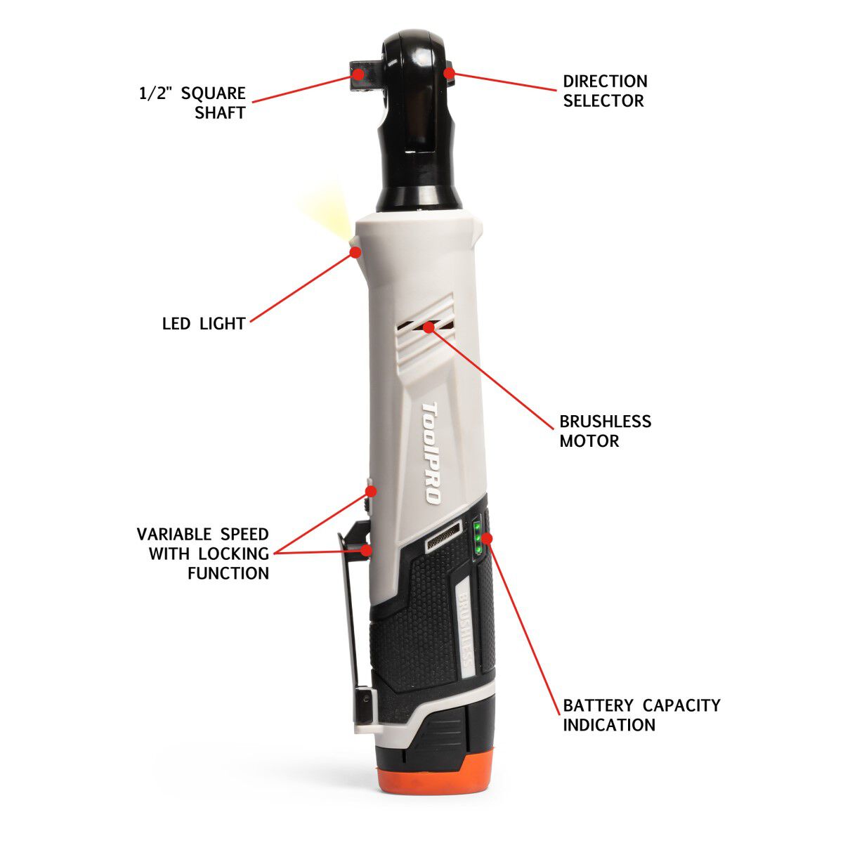 ToolPRO 12V Brushless 1/2" Ratchet Wrench, , scaau_hi-res