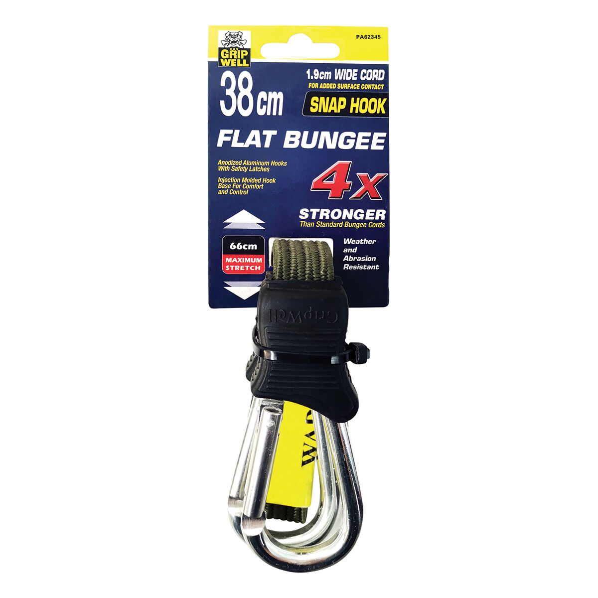 Gripwell Snap Hook Flat Bungee Strap - 38cm, , scaau_hi-res