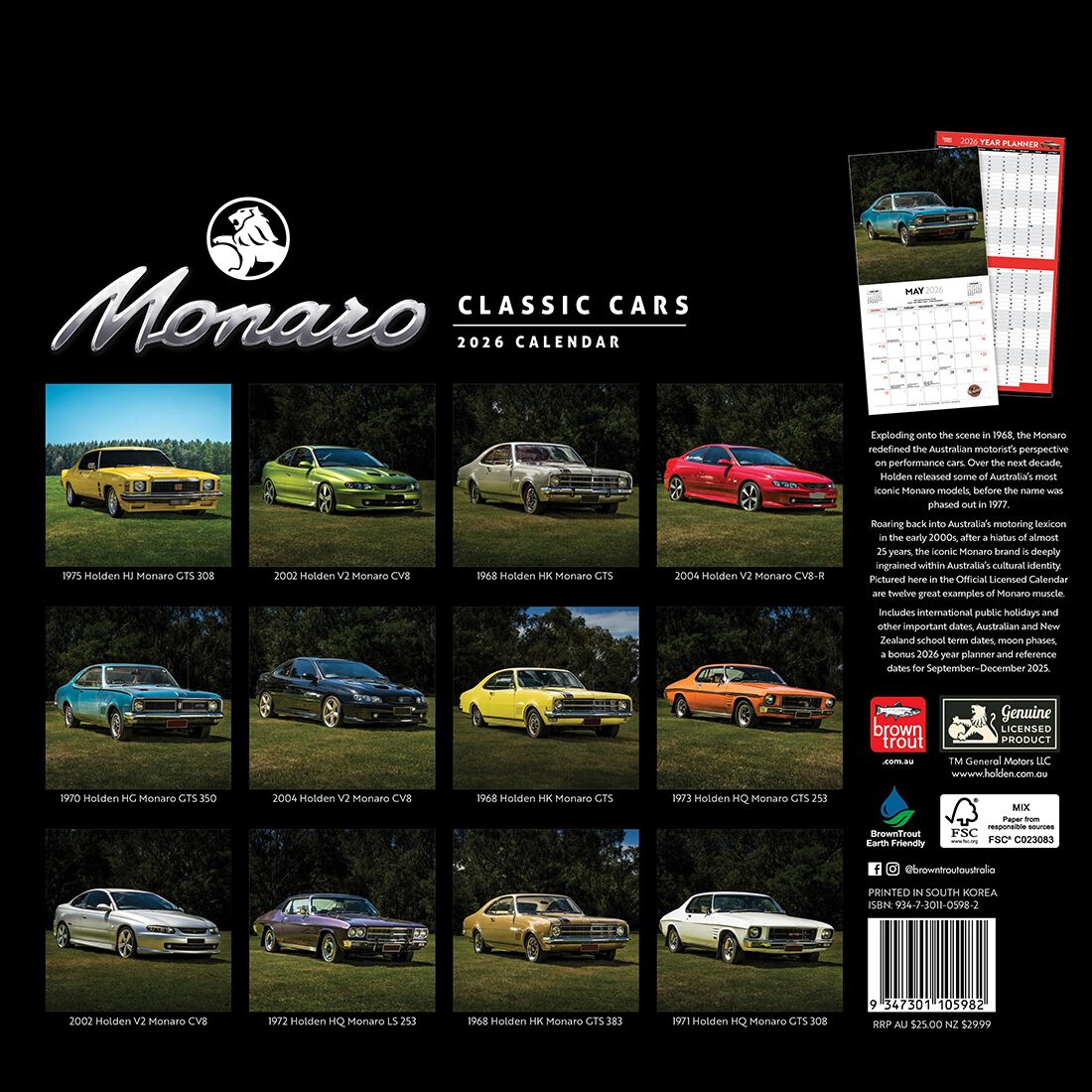 Classic Monaros Square 2026 Calendar, , scaau_hi-res