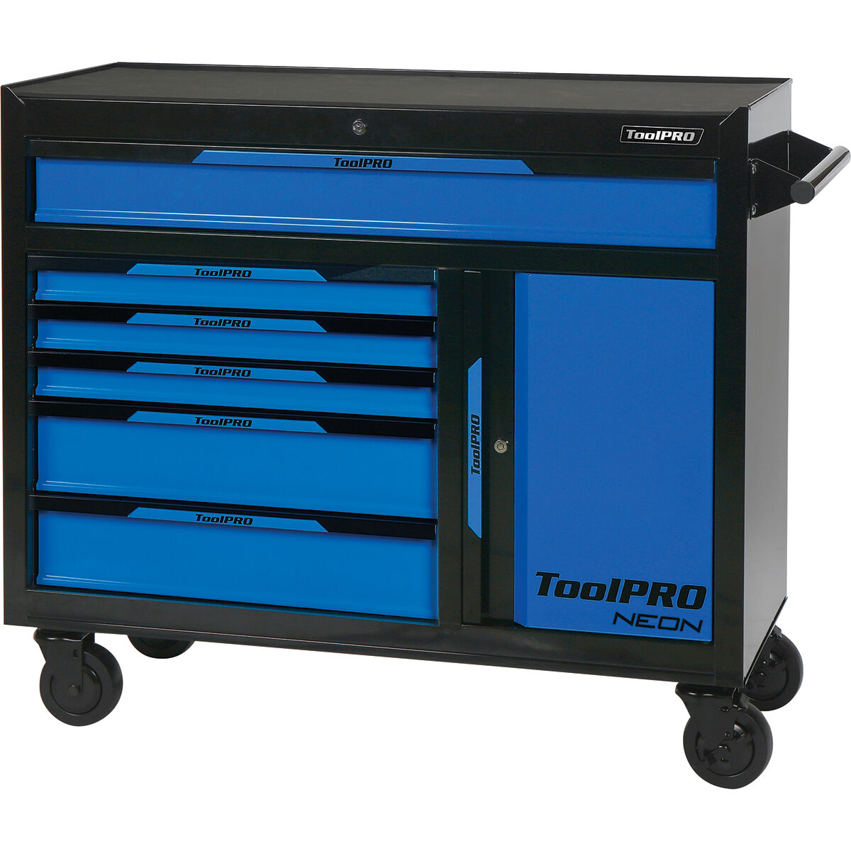 ToolPRO Neon Tool Cabinet Blue 6 Drawer 42 Inch, , scaau_hi-res