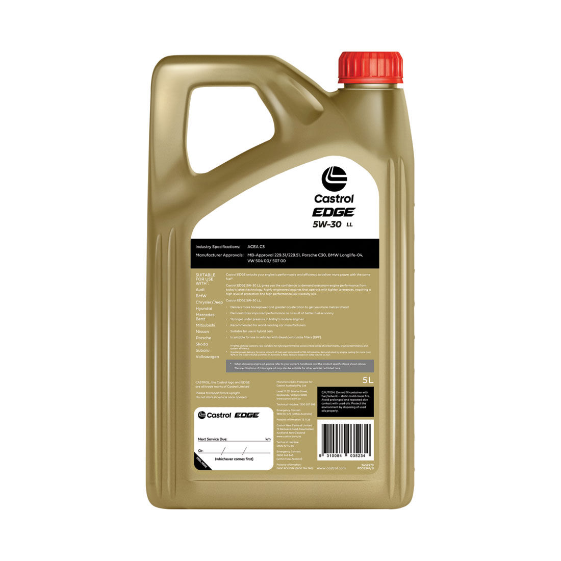 Castrol EDGE Engine Oil - 5W-30, LL 5 Litres, , scaau_hi-res