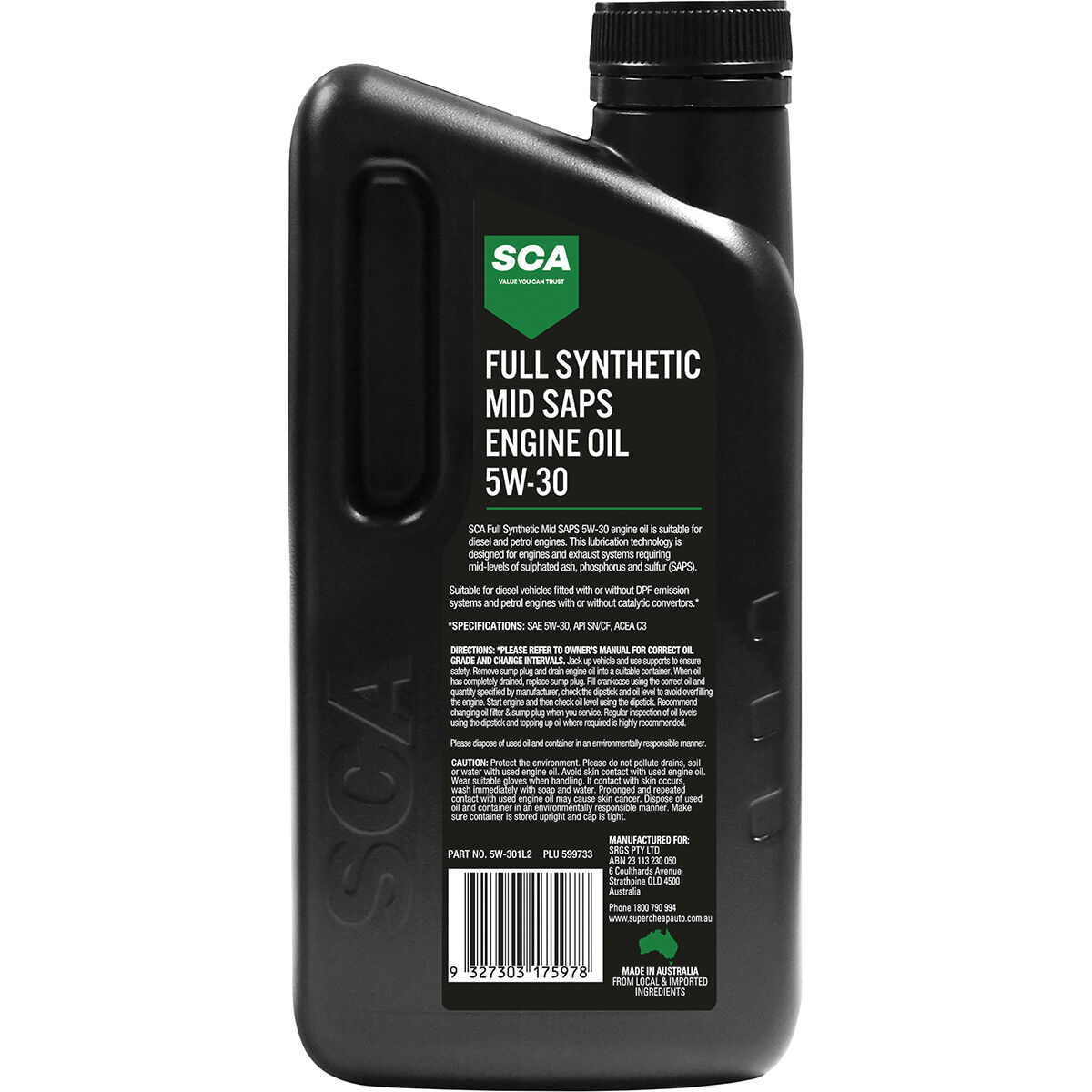 SCA Full Synthetic Engine Oil C3 5W-30 1 Litre, , scaau_hi-res