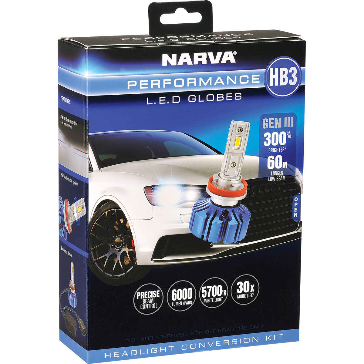 Narva Gen III LED Headlight Kit - HB3, 12/24V, 18445, , scaau_hi-res