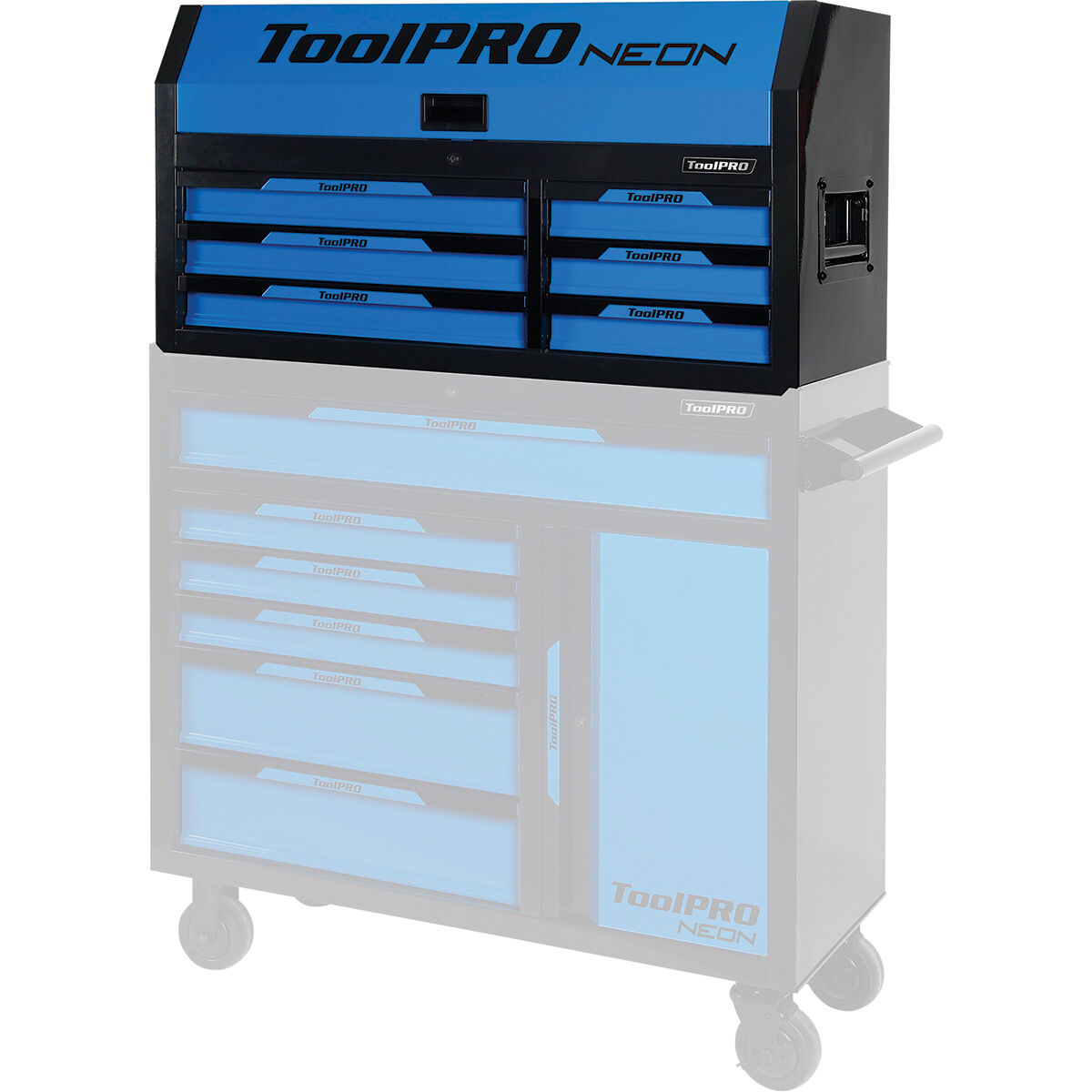 ToolPRO Neon Tool Chest Blue 6 Drawer 42 Inch, , scaau_hi-res