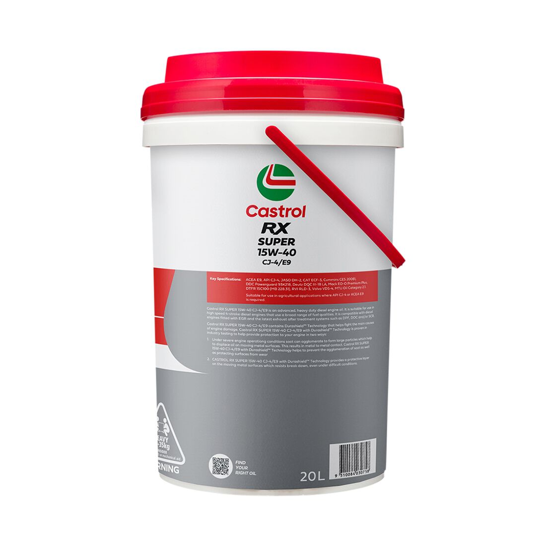 Castrol RX Super Diesel CJ-4E9 Engine Oil - 15W-40, 20 Litres, , scaau_hi-res
