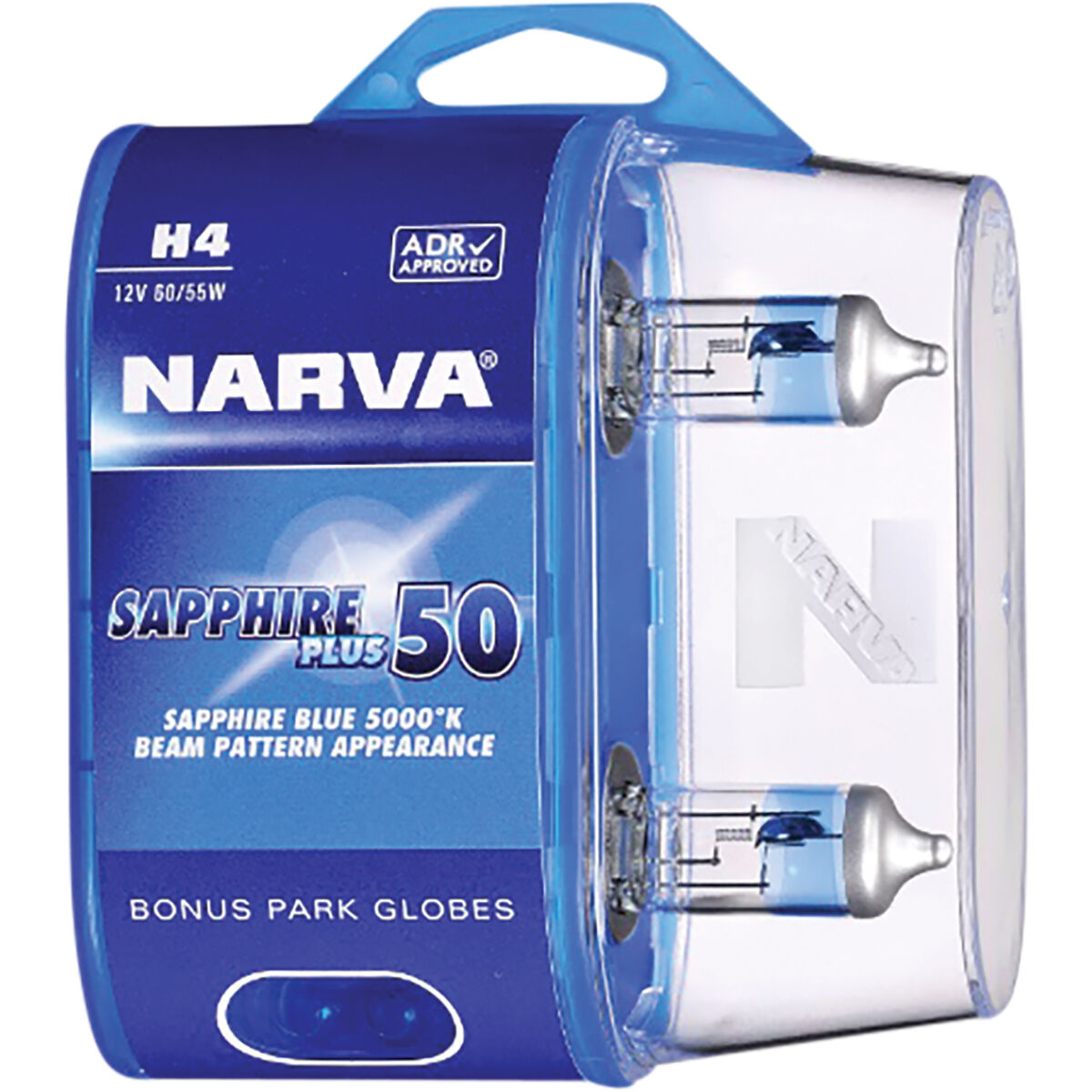Narva Sapphire Plus 50 Headlight Globes H4 12V 60/55W 48522BL2, , scaau_hi-res