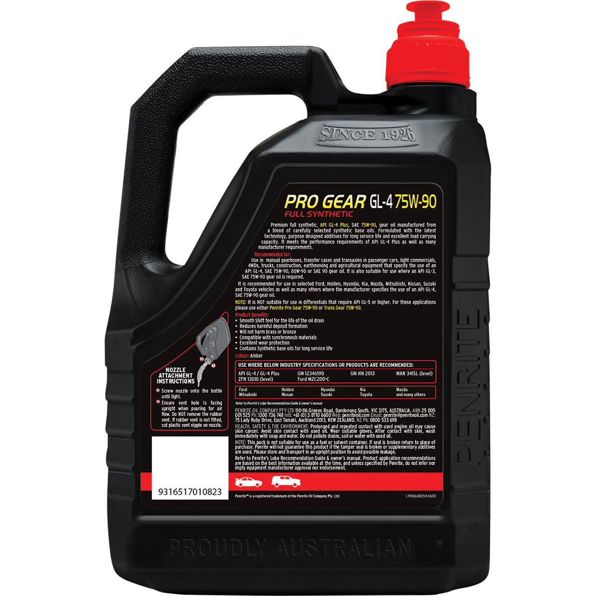 Penrite Pro Gear Oil - GL-4 75W-90  2.5 Litre, , scaau_hi-res