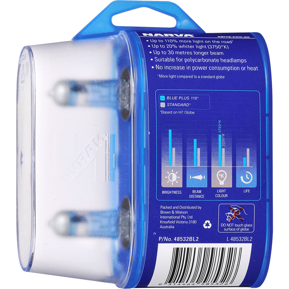 Narva Blue Plus 110 Headlight Globes - H4, 12V 60/55W, 48532BL2, , scaau_hi-res