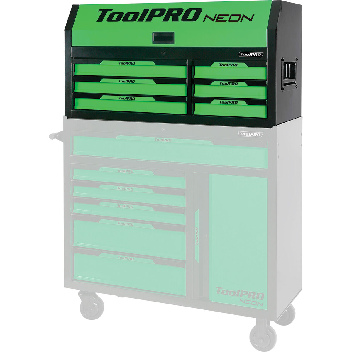 ToolPRO Neon Tool Chest Green 6 Drawer 42 Inch, , scaau_hi-res