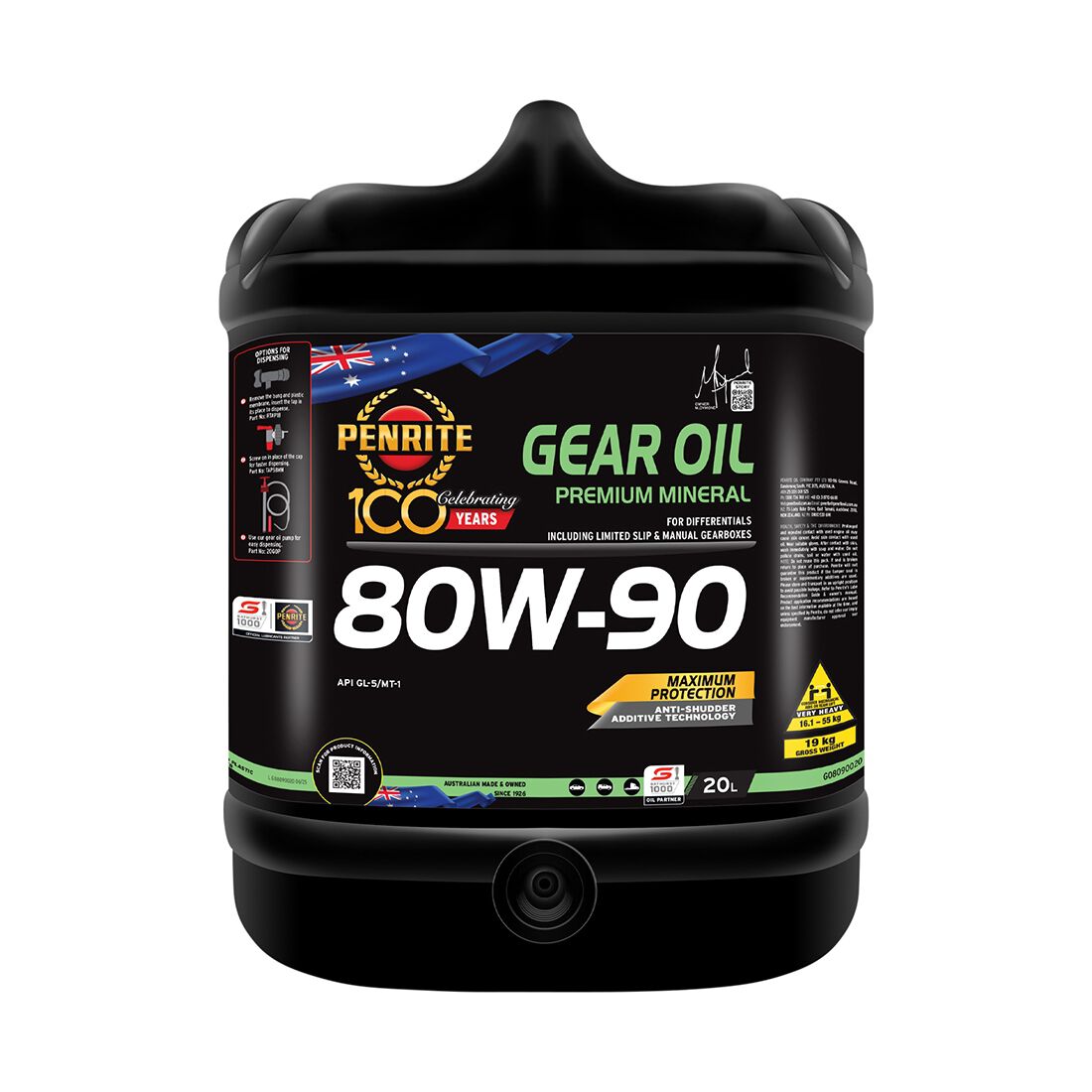 Penrite Gear Oil 80W-90 20 Litre, , scaau_hi-res