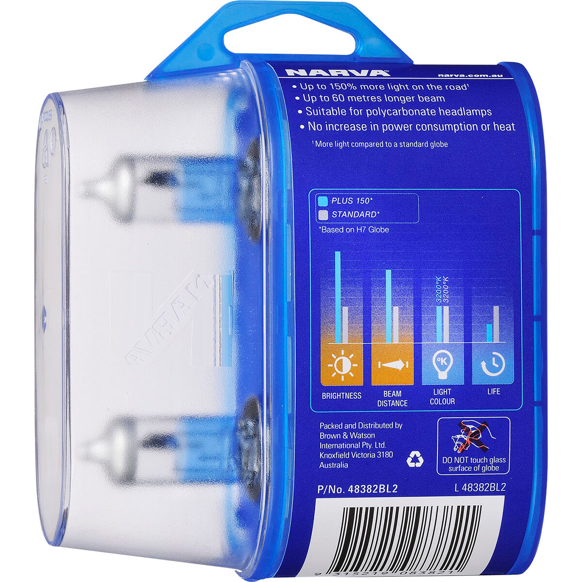 Narva Plus 150 Headlight Globes - H4, 12V 60/55W, 48382BL2, , scaau_hi-res