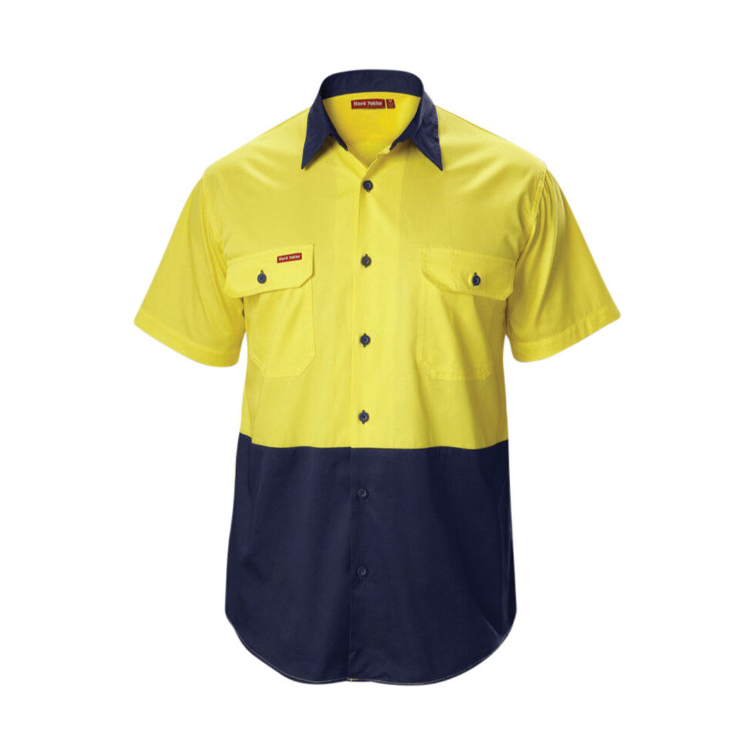 Hard Yakka Koolgear Hi Vis 2Tone Vented Short-Sleeved Yellow/Navy Yellow M, Yellow, scaau_hi-res