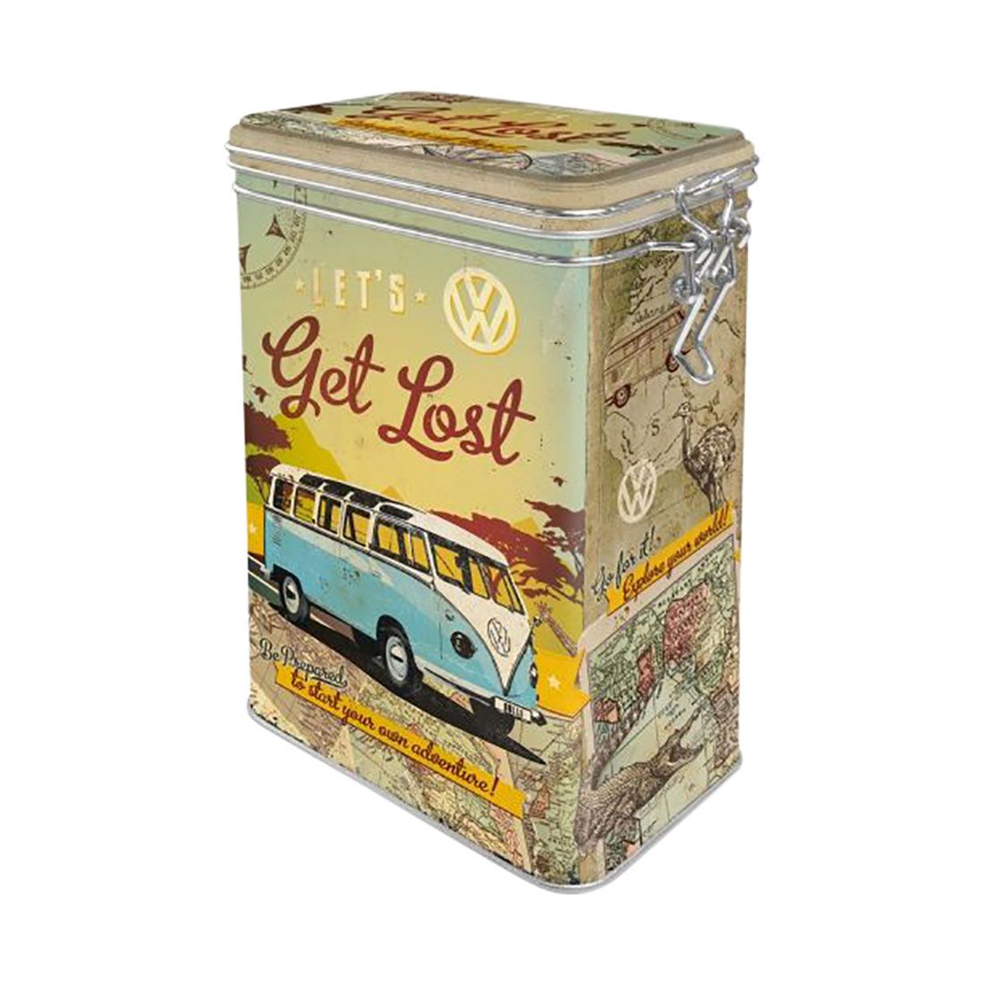Nostalgic-Art Clip Top Tin Box - VW Kombi - Let's Get Lost, , scaau_hi-res