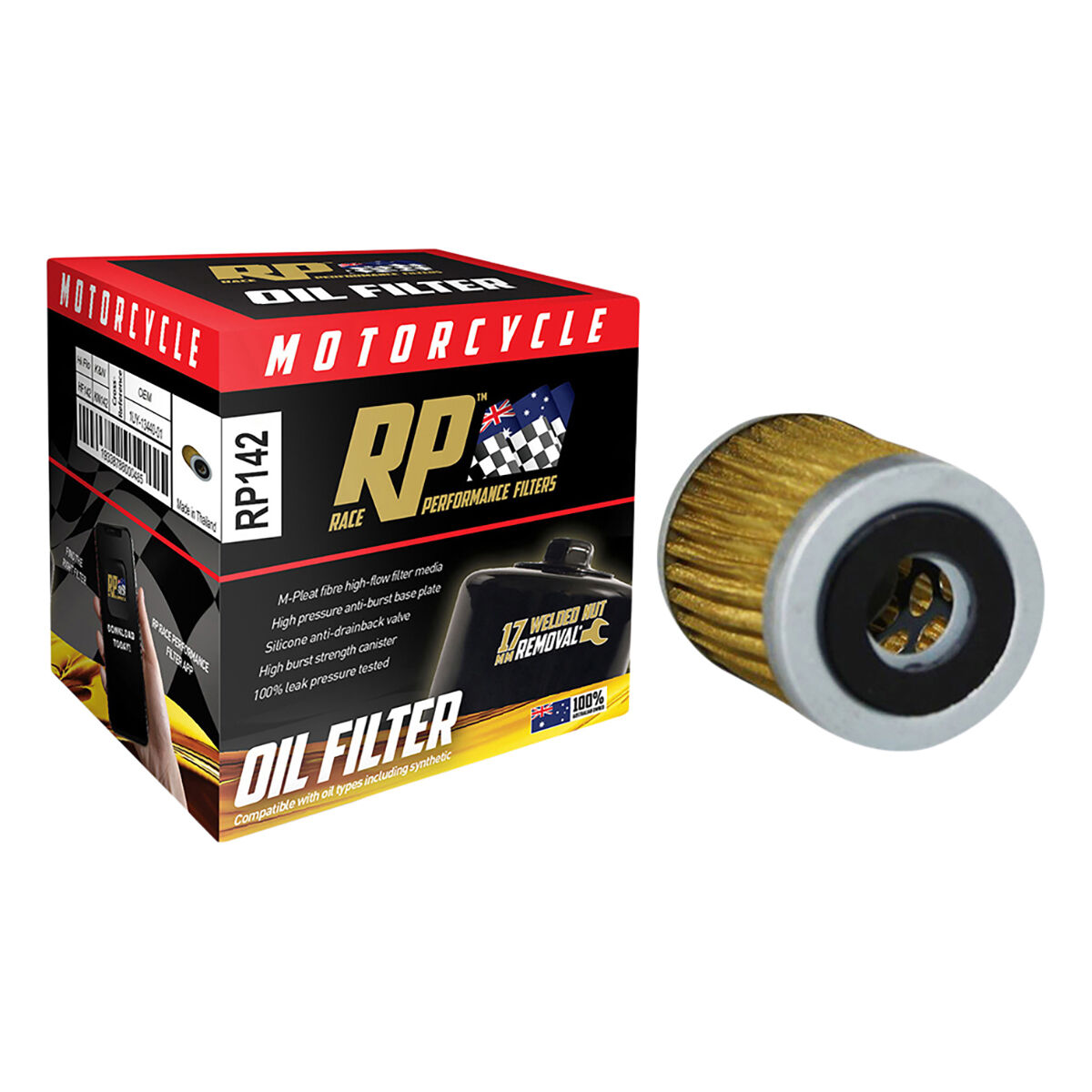 Race Performance Motorcycle Oil Filter RP142, , scaau_hi-res