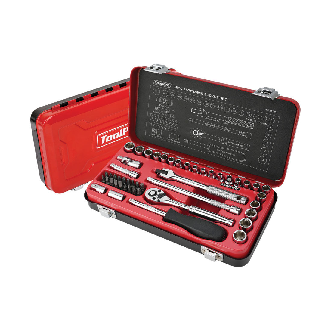 ToolPRO Socket Set 1/4" Drive Metric/SAE 48 Piece, , scaau_hi-res