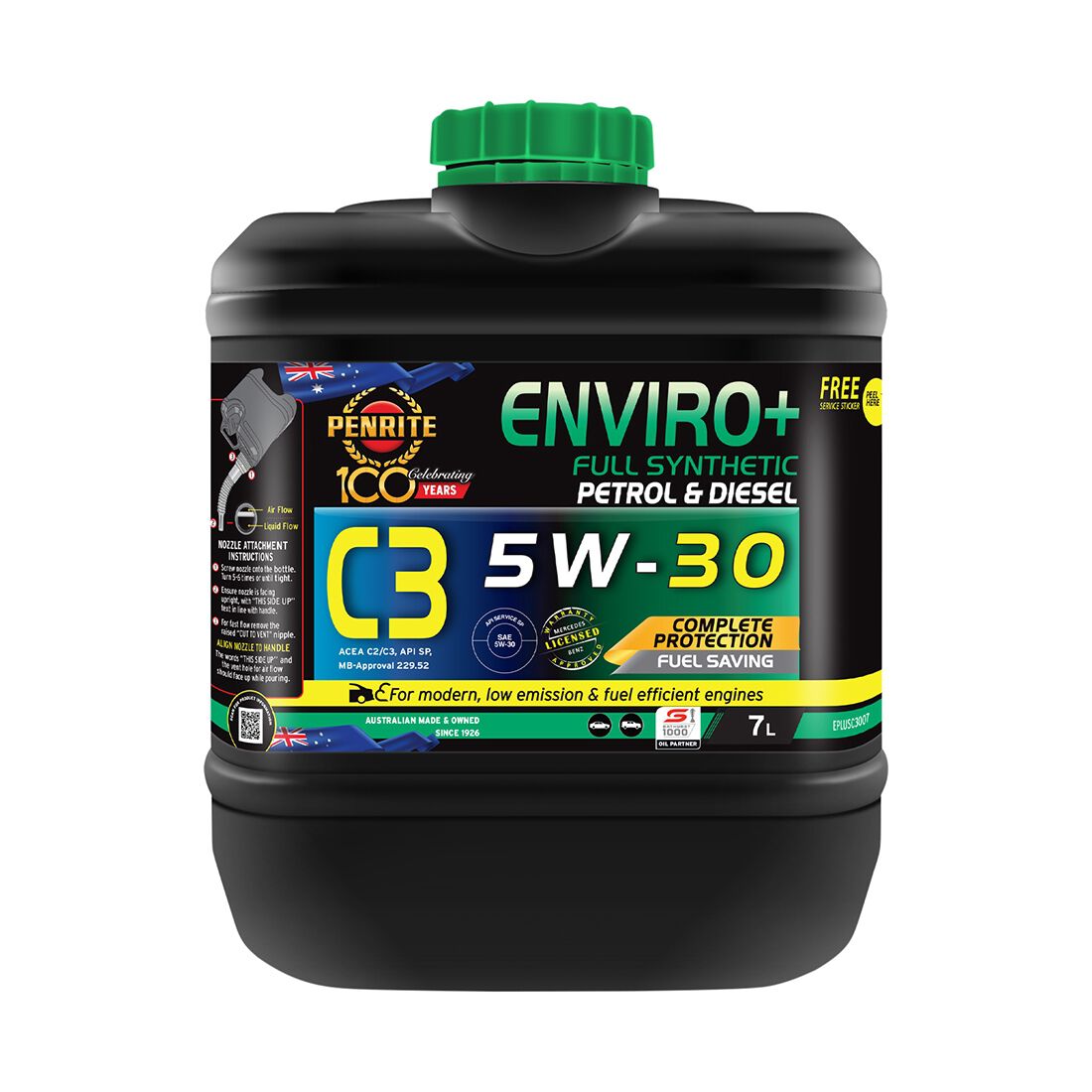 Penrite Enviro+ C3 Engine Oil 5W-30 7 Litre, , scaau_hi-res