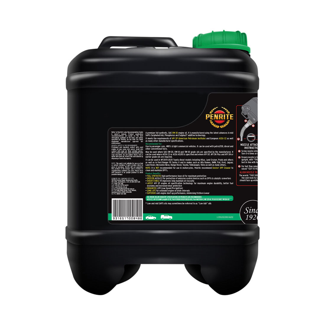 Penrite Enviro+ C2 Engine Oil 0W-30 10 Litre, , scaau_hi-res