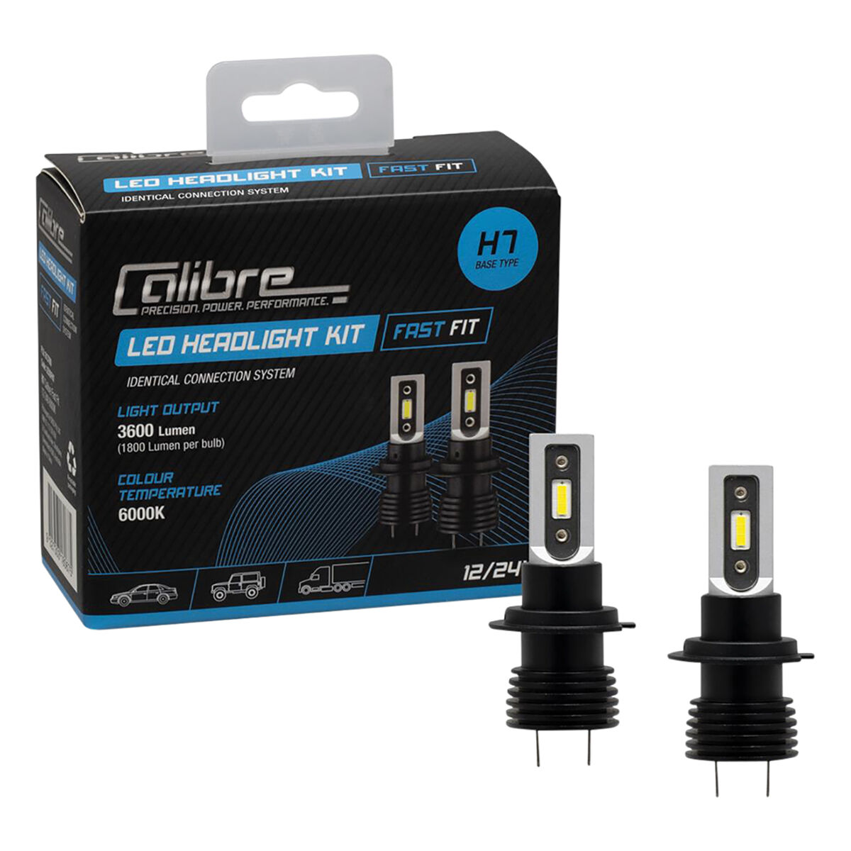 Calibre Fast Fit LED Headlight Globes - H7, 12/24V 1,800LMS, LEDDFH7, , scaau_hi-res