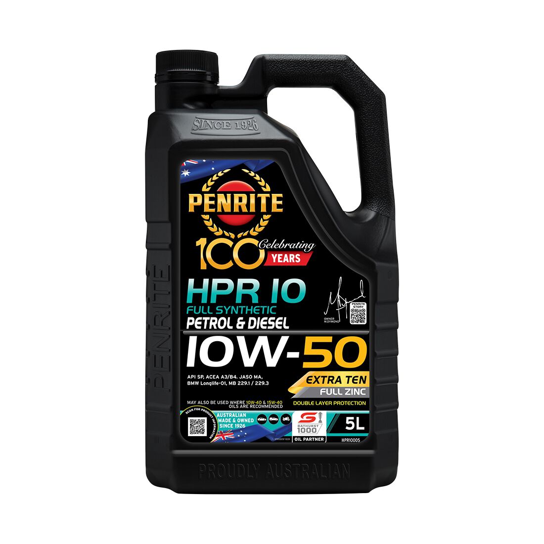 Penrite HPR 10 Engine Oil - 10W-50, 5 Litre, , scaau_hi-res